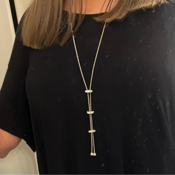 INC silver-tone pavé sliding bead necklace - Picture 1 of 11